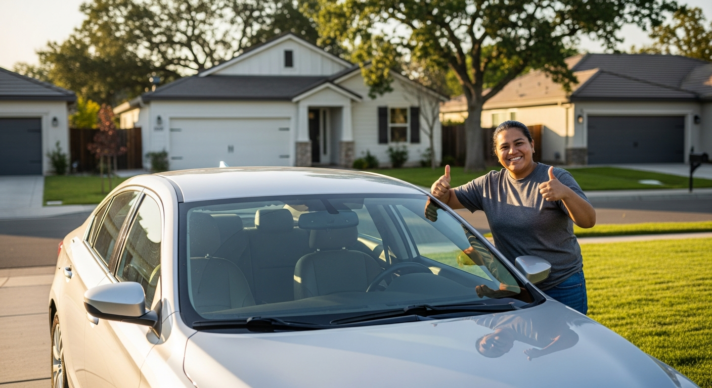 Auto glass technician explaining repair to customer
