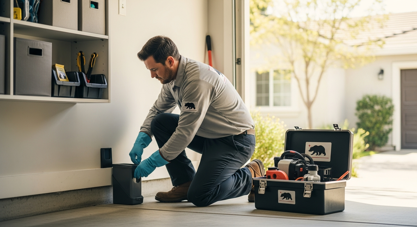Professional rodent control bait station setup