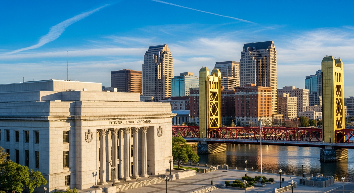 Sacramento California courthouse and downtown skyline